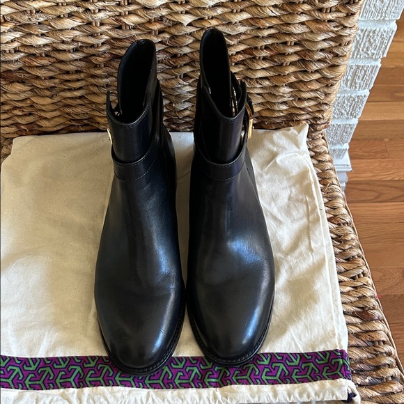 NWT- Tory Burch Black “Brooke” Ankle Booties with Gold Buckle - Picture 6 of 8